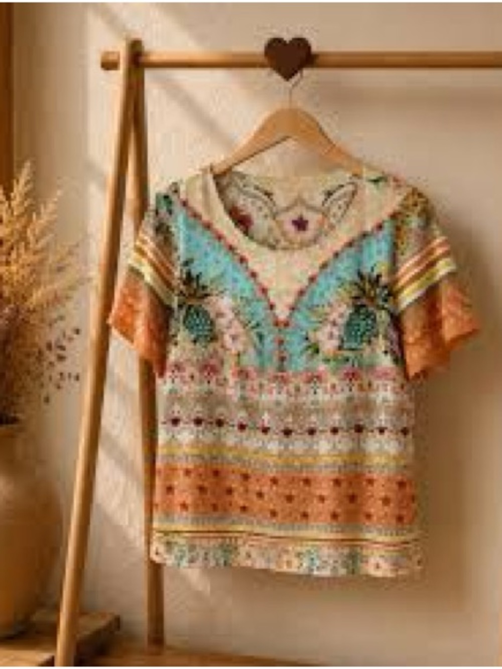 NWOT FARM Rio Tropical Colorful Resortwear Vacation Hawaiian Floral Blouse Top